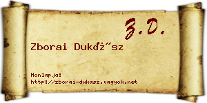 Zborai Dukász névjegykártya